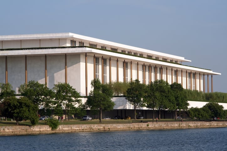 Kennedy Center by the Potomac river in Washington, DC.
